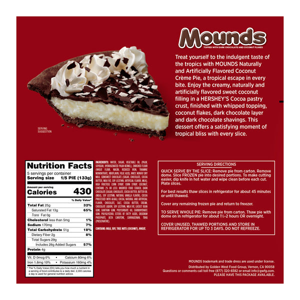 MOUNDS Chocolate Coconut Crème Pie