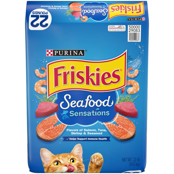 Purina Friskies Dry Cat Food Seafood Sensations With Salmon, Tuna, and Shrimp Flavors