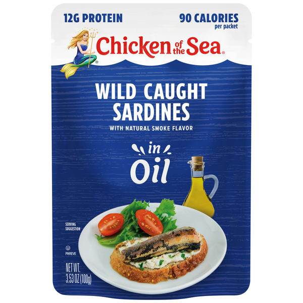 Chicken of the Sea Wild Caught Sardines in Oil Packet, Natural Smoke Flavor