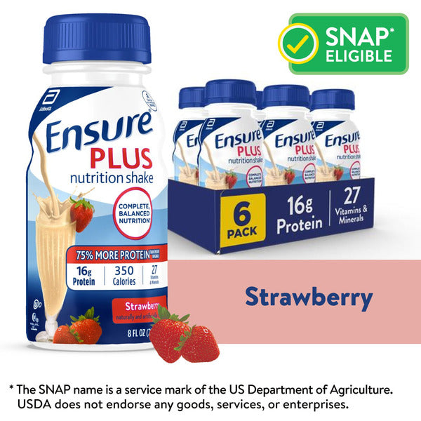 Ensure Plus Nutrition Shake Strawberry Ready-to-Drink Bottles
