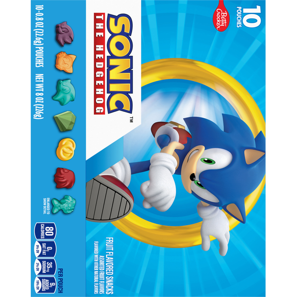 Betty Crocker Fruit Flavored Snacks, Assorted Fruit Flavors, Sonic the Hedgehog