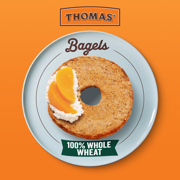 Thomas’ 6 ct, 100% Whole Wheat, Bagels, 55g Whole Grains, Kosher, Bagels, 18 oz
