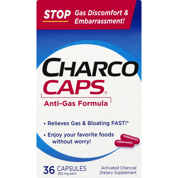 CharcoCaps Anti-Gas Formula, 260 mg, Capsules