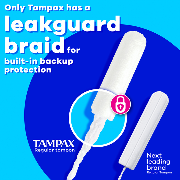 TAMPAX Pearl Tampons with Leak Guard Braid, Light