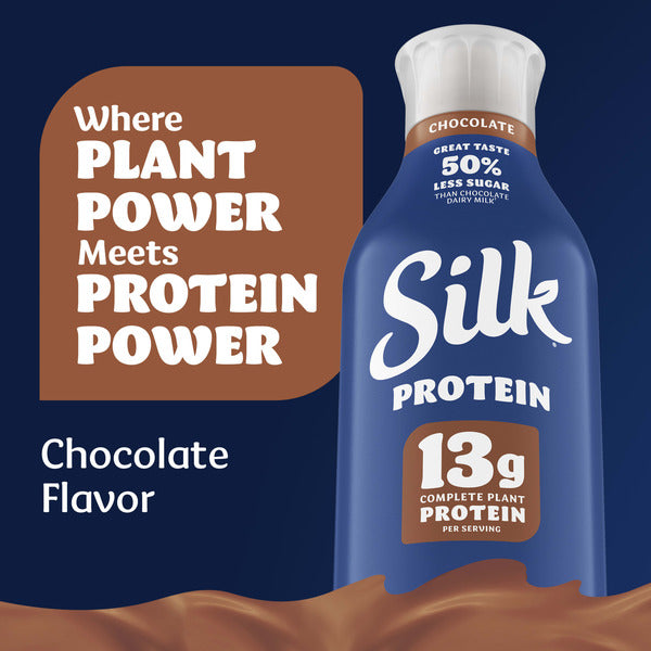 Silk Protein Complete Plant Protein Milk, Chocolate, Dairy Free, Lactose Free Plant Based Milk with 13g Protein per Serving, 48 fl oz Bottle