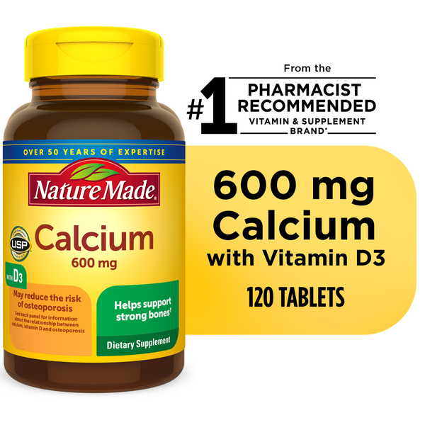 Nature Made Calcium 600 mg with Vitamin D3 Tablets