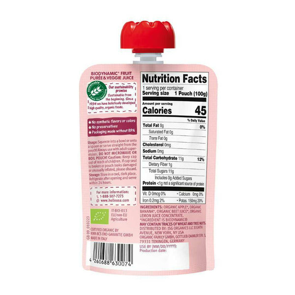 Holle Organic Fruit & Veggie Puree - Zebra Beet