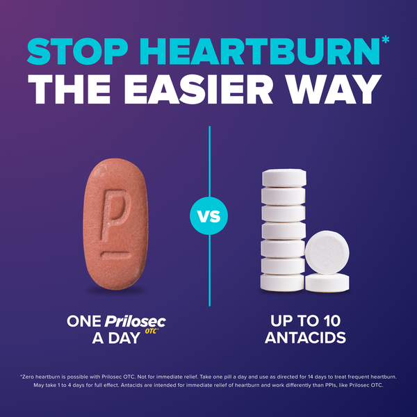 Prilosec OTC Omeprazole 20mg, 24 Hour Omeprazole Heartburn Relief, 14 Tablets