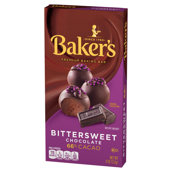 Baker's Bittersweet Chocolate Premium Baking Bar with 66% Cacao