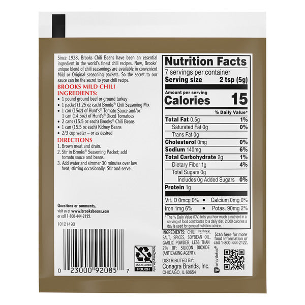 Brooks Secret Chili Seasoning Mix, Mild