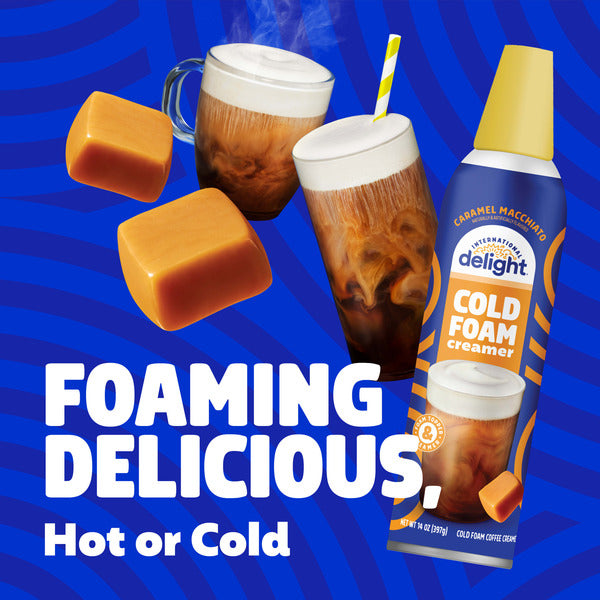 International Delight Cold Foam Coffee Creamer, Caramel Macchiato Cold Foam Flavored Creamer, 14 OZ Can