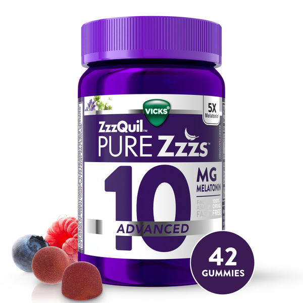 Vicks PURE Zzzs, Advanced 10mg Melatonin Gummies, Sleep Aid