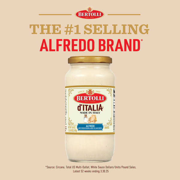 Bertolli d'Italia Alfredo Sauce, Authentic Tuscan Style Pasta Sauce Made in Italy, 16.9 oz