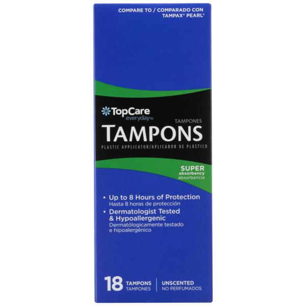 TopCare Super Absorbency Tampons Plastic Applicator, Unscented