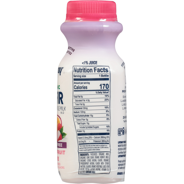 Lifeway Kefir, Organic, Lactose Free, Passionfruit Lychee