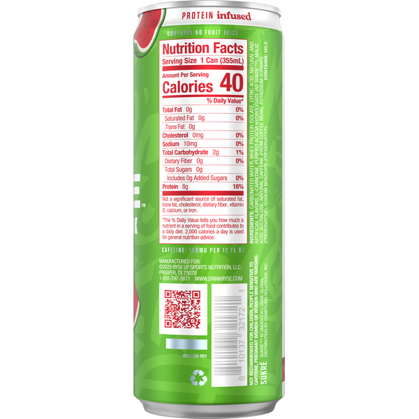 RYSE Zero Sugar Strawberry Watermelon Energy Drink