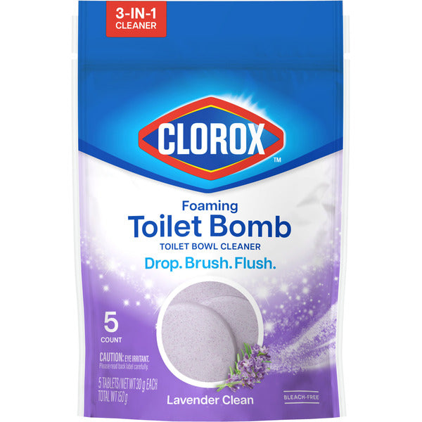 Clorox Foaming Toilet Bomb Toilet Bowl Cleaner, Bleach Free, Lavender Clean