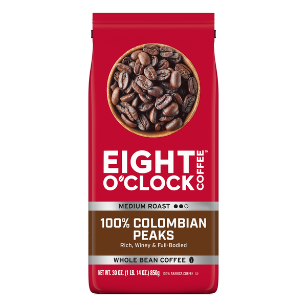 Eight O’Clock Medium Roast Whole Bean 100% Colombian Peaks Coffee