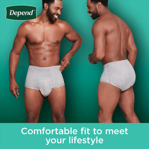 Depend Fresh Protection Men's Adult Incontinence Underwear, L, Grey