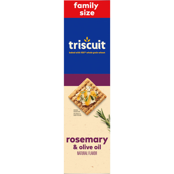TRISCUIT Rosemary & Olive Oil Whole Grain Wheat Crackers, Lunch Snacks, Family Size 12 oz