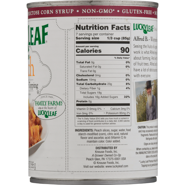 Lucky Leaf Fruit Filling or Topping, Premium, Peach
