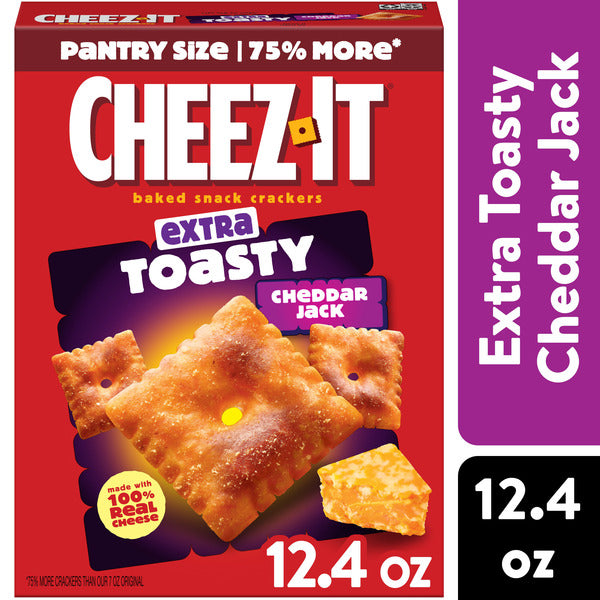 Cheez-It Extra Toasty Cheddar Jack Cheese Crackers, Baked Snack Crackers, 12.4 oz