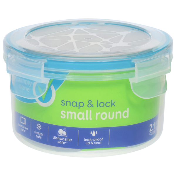 Simply Done Container & Lid, Snap & Lock, Small, Round, 16.9 Ounce