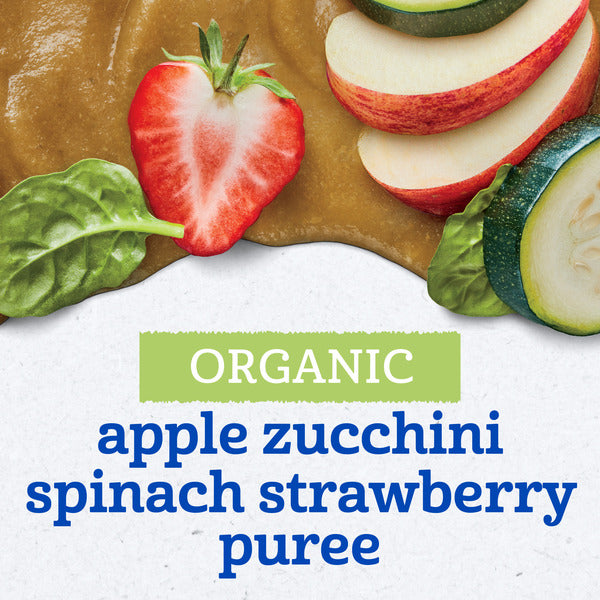 Gerber Stage 2 Baby Food Organic Apple Zucchini Spinach Strawberry Puree Pouch