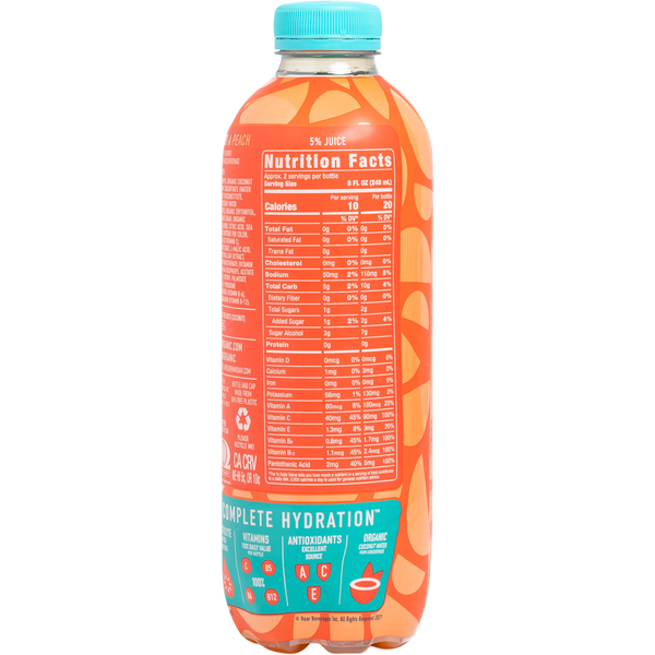 ROAR Organic Vitamin Enhanced Beverage, Organic, Georgia Peach