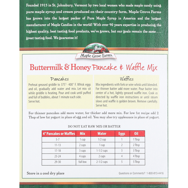 Maple Grove Farms of Vermont Pancake & Waffle Mix, Buttermilk & Honey