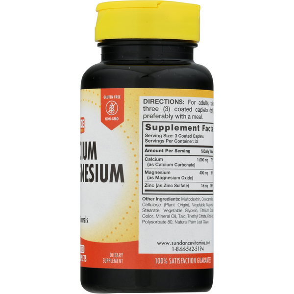Sundance Vitamins Calcium Magnesium Zinc, Coated Caplets