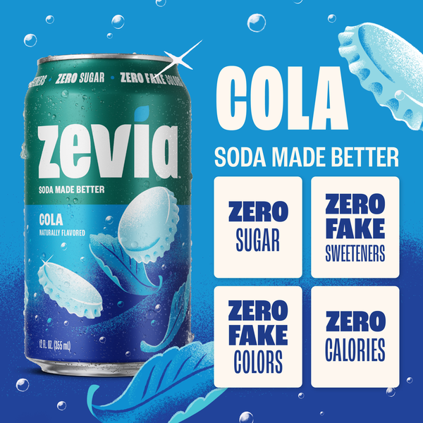 Zevia Soda, Zero Sugar, Cola