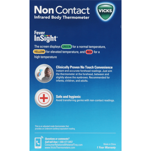 Vicks Body Thermometer, Infrared, Non Contact