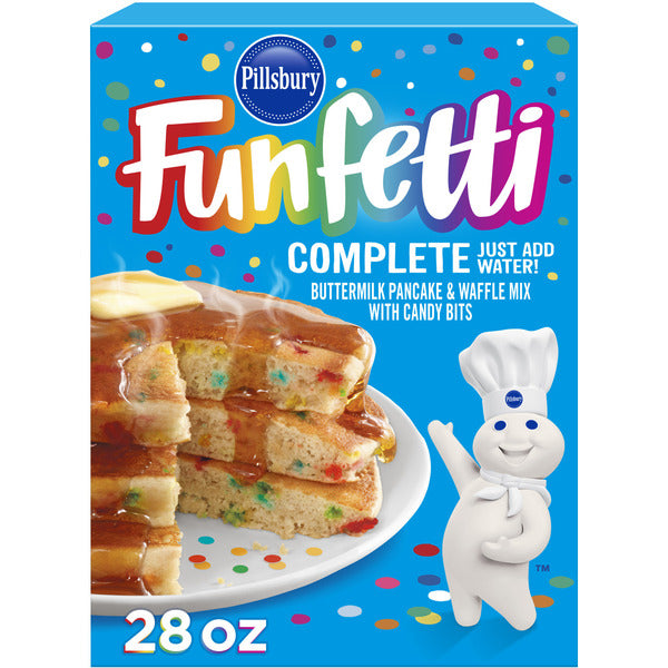Pillsbury Funfetti Complete Buttermilk Pancake and Waffle Mix, 28 oz Box