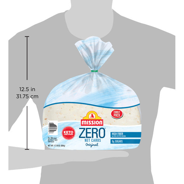 Mission Zero Net Carbs Original Flour Tortillas, Street Tacos Size, Twin Pack of 14 Count Each