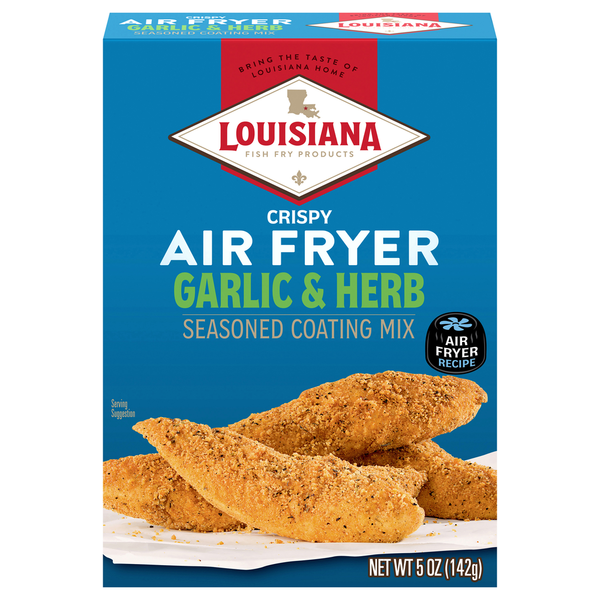 Louisiana Fish Fry Products Seasoned Coating Mix, Garlic & Herb, Crispy, Air Fryer