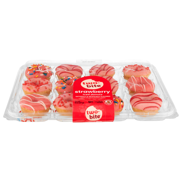Two Bite Iced Strawberry Donuts