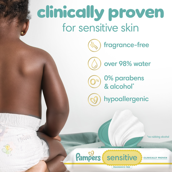 Pampers Baby Wipes Sensitive Perfume Free 4X Pop-Top Packs