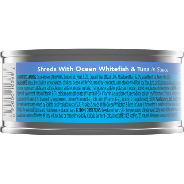 Purina Friskies Wet Cat Food, Shreds With Ocean Whitefish & Tuna in Sauce