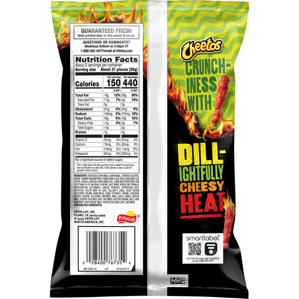 Cheetos Crunchy Cheese Flavored Snacks Flamin' Hot Dill Pickle 2 7/8 Oz