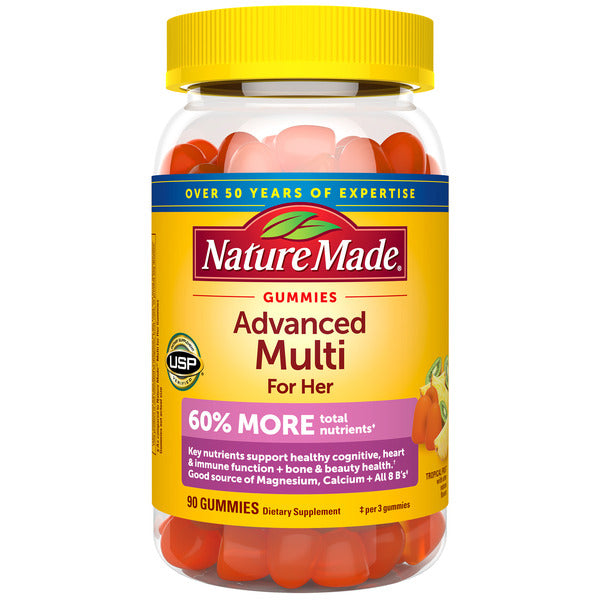 Nature Made Advanced Womens Gummy Multivitamins with Magnesium Citrate, Calcium, B Vitamins, Multivitamin Gummies for Women, 90 Multi Vitamin Gummies, 30 Day Supply
