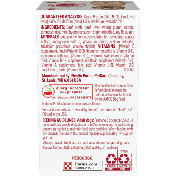 Purina Beneful Wet Dog Food, Medleys Tuscan Style With Beef in Sauce