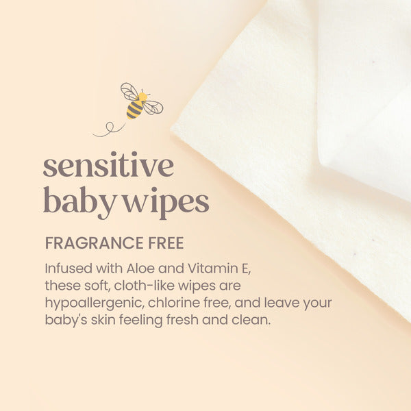 Burt's Bees Baby Wipes, Unscented Wipes for Sensitive Skin with Aloe & Vitamin E, Unscented