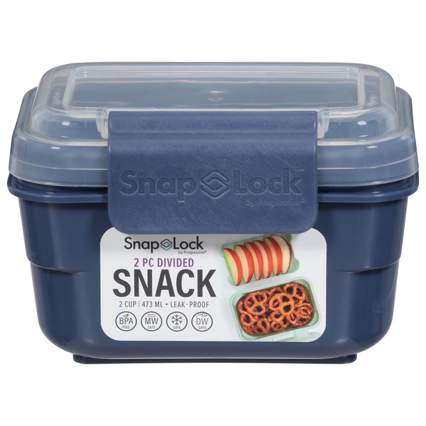 Snap Lock Container, Snack, 2 Piece Divided