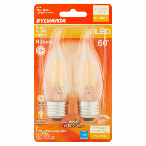 Sylvania Natural Led 60w Soft White B10 Clear Bulbs
