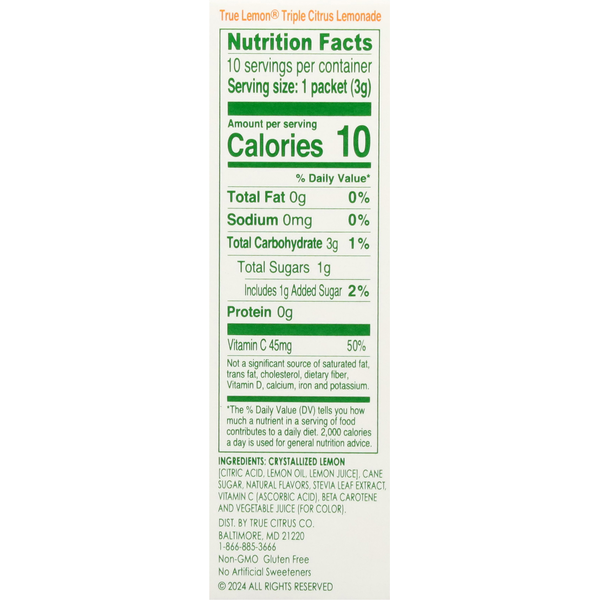 True Lemon Drink Mix, Triple Citrus Lemonade