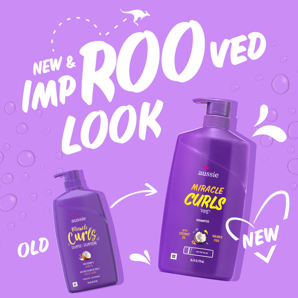 Aussie Miracle Curls with Coconut & Jojoba Oil, Paraben Free Shampoo