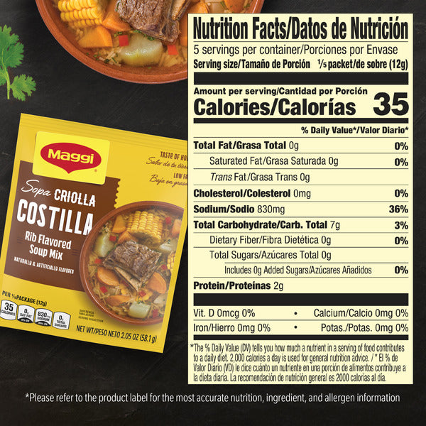 Maggi Sopa Criolla Costilla Rib Flavored Soup Mix