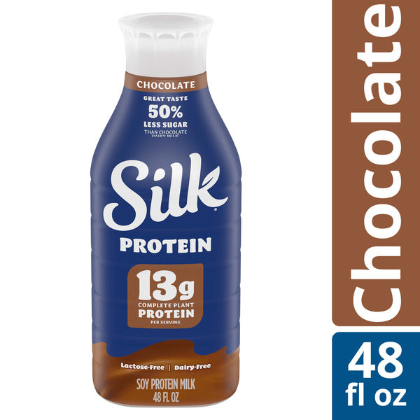 Silk Protein Complete Plant Protein Milk, Chocolate, Dairy Free, Lactose Free Plant Based Milk with 13g Protein per Serving, 48 fl oz Bottle