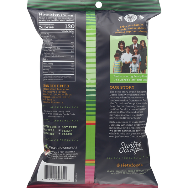Siete Tortilla Chips, Grain Free, Squeeze of Lime